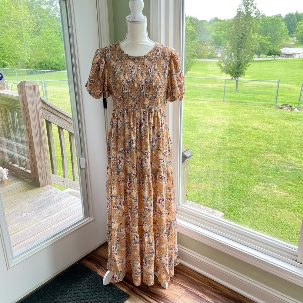 Gold floral dress